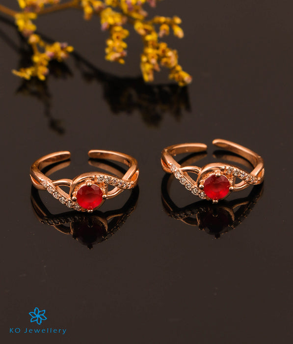 Natural Red Garnet Ring - Edwardian Floral Filigree Design